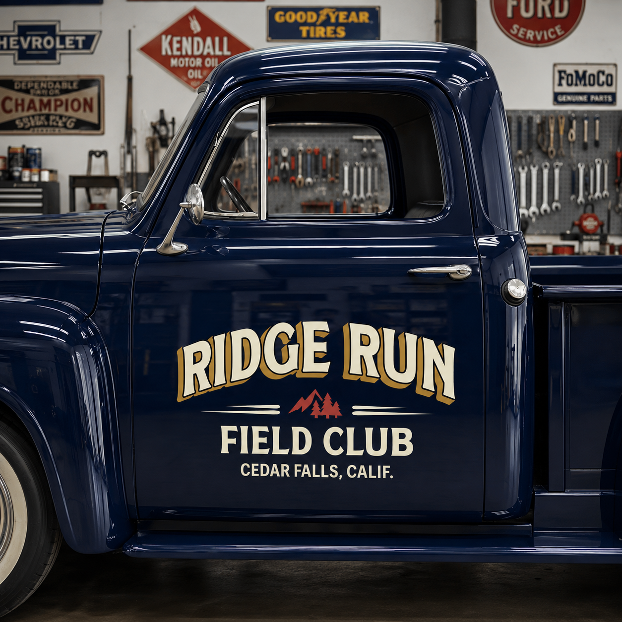 Personalized Mountain and Bold Text Decal for Truck Door with Vintage Automotive Design sticker 14461 - Image 2