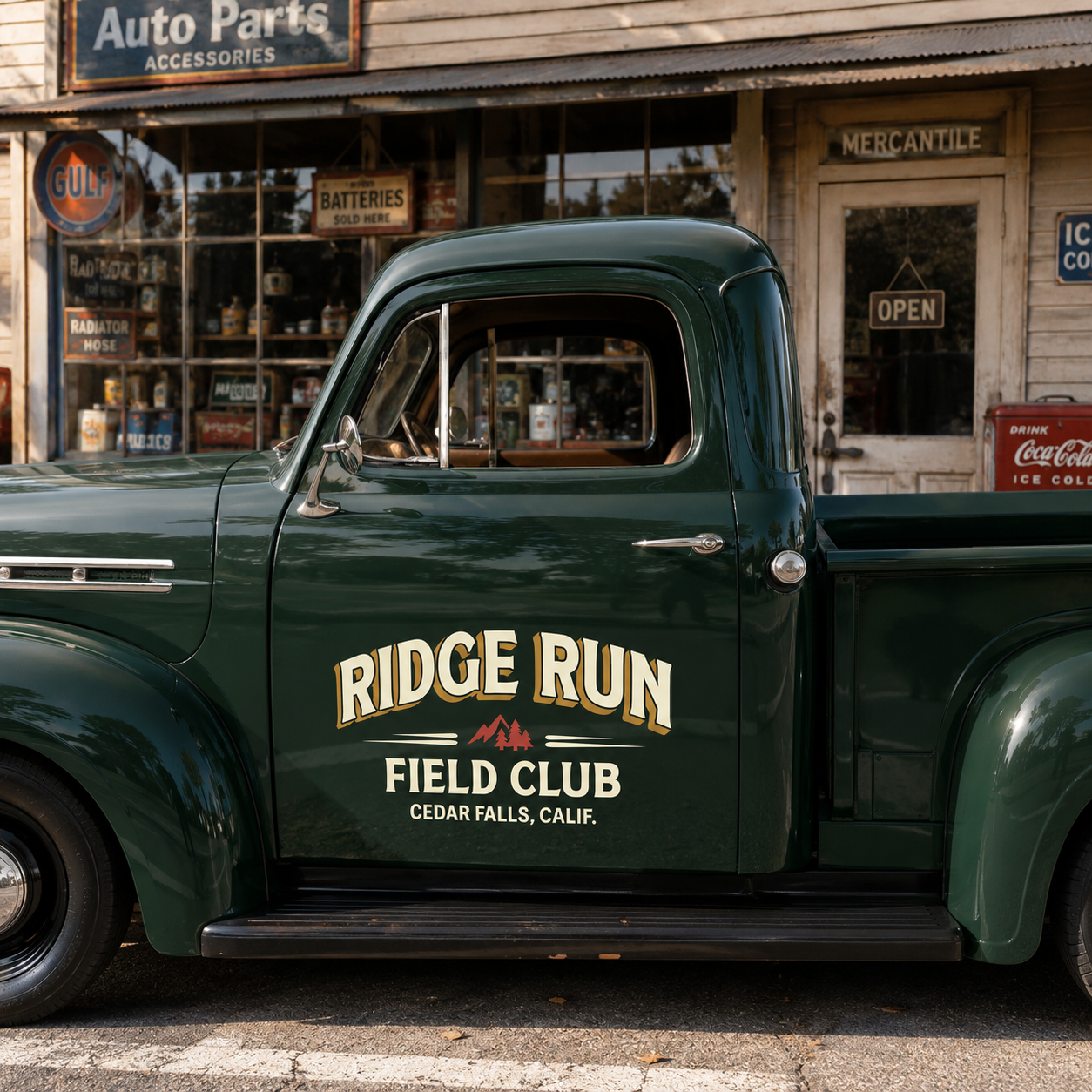 Personalized Mountain and Bold Text Decal for Truck Door with Vintage Automotive Design sticker 14461 - Image 3