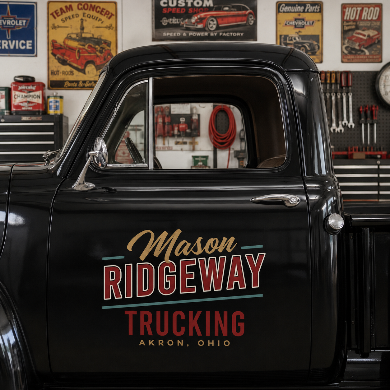 Personalized Text Decal for Truck Door with Vintage Automotive Design sticker 14462 - Image 2