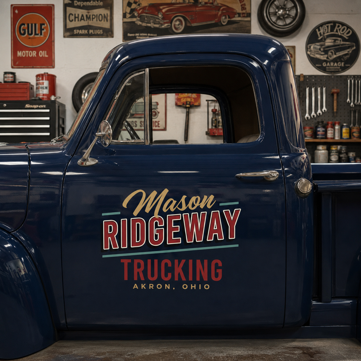 Personalized Text Decal for Truck Door with Vintage Automotive Design sticker 14462 - Image 3