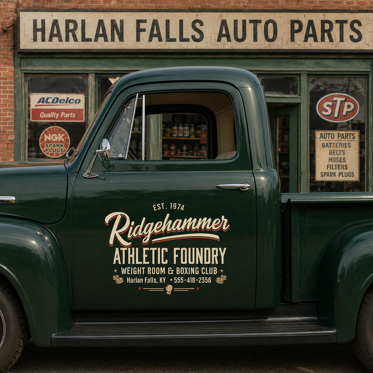 Personalized Boxing Gloves and Stars Decal for Truck Door with Vintage Automotive Design sticker 14463 - Image 2