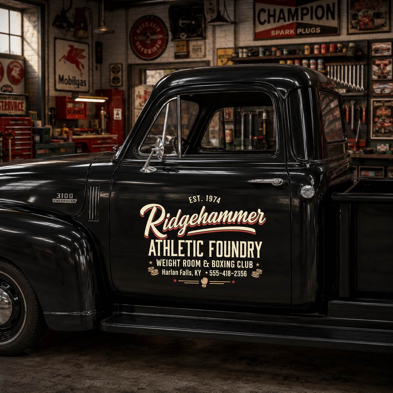 Personalized Boxing Gloves and Stars Decal for Truck Door with Vintage Automotive Design sticker 14463 - Image 3