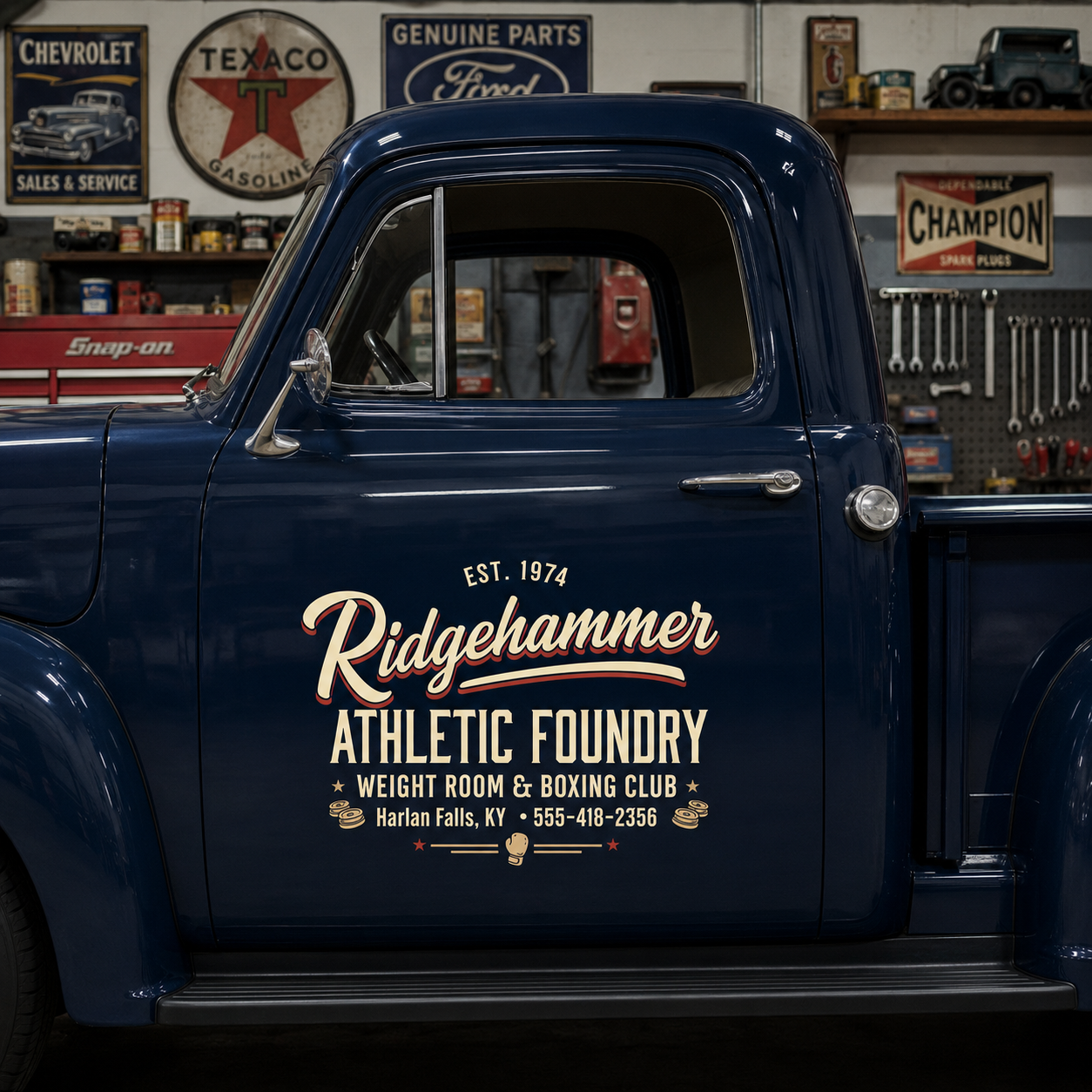 Personalized Boxing Gloves and Stars Decal for Truck Door with Vintage Automotive Design sticker 14463 - Image 4