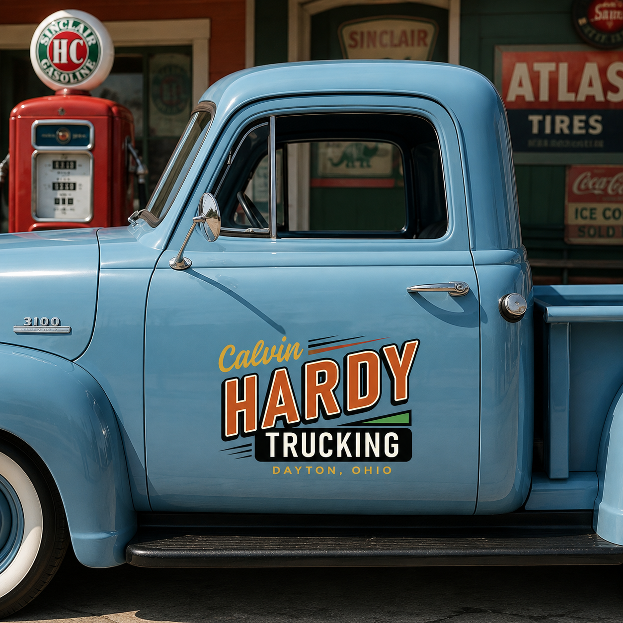 Personalized Bold Text and Dynamic Lines Decal for Truck Door with Vintage Automotive Design sticker 14465 - Image 2