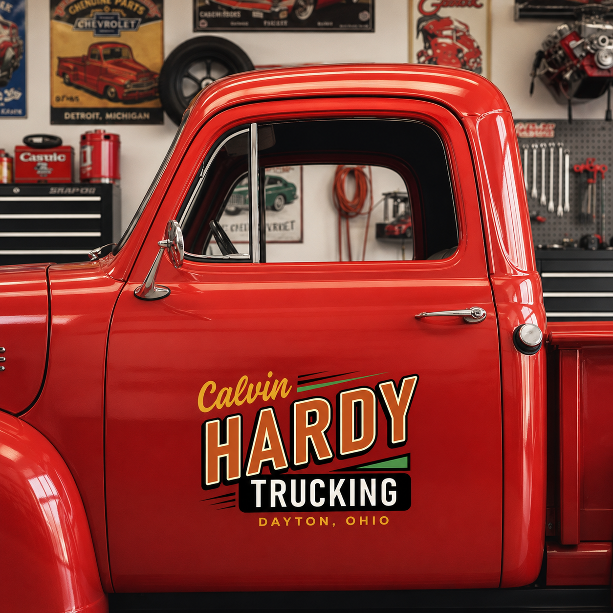 Personalized Bold Text and Dynamic Lines Decal for Truck Door with Vintage Automotive Design sticker 14465 - Image 3