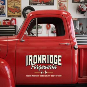 Personalized Wrench and Star Decal for Truck Door with Vintage Automotive Design sticker 14468