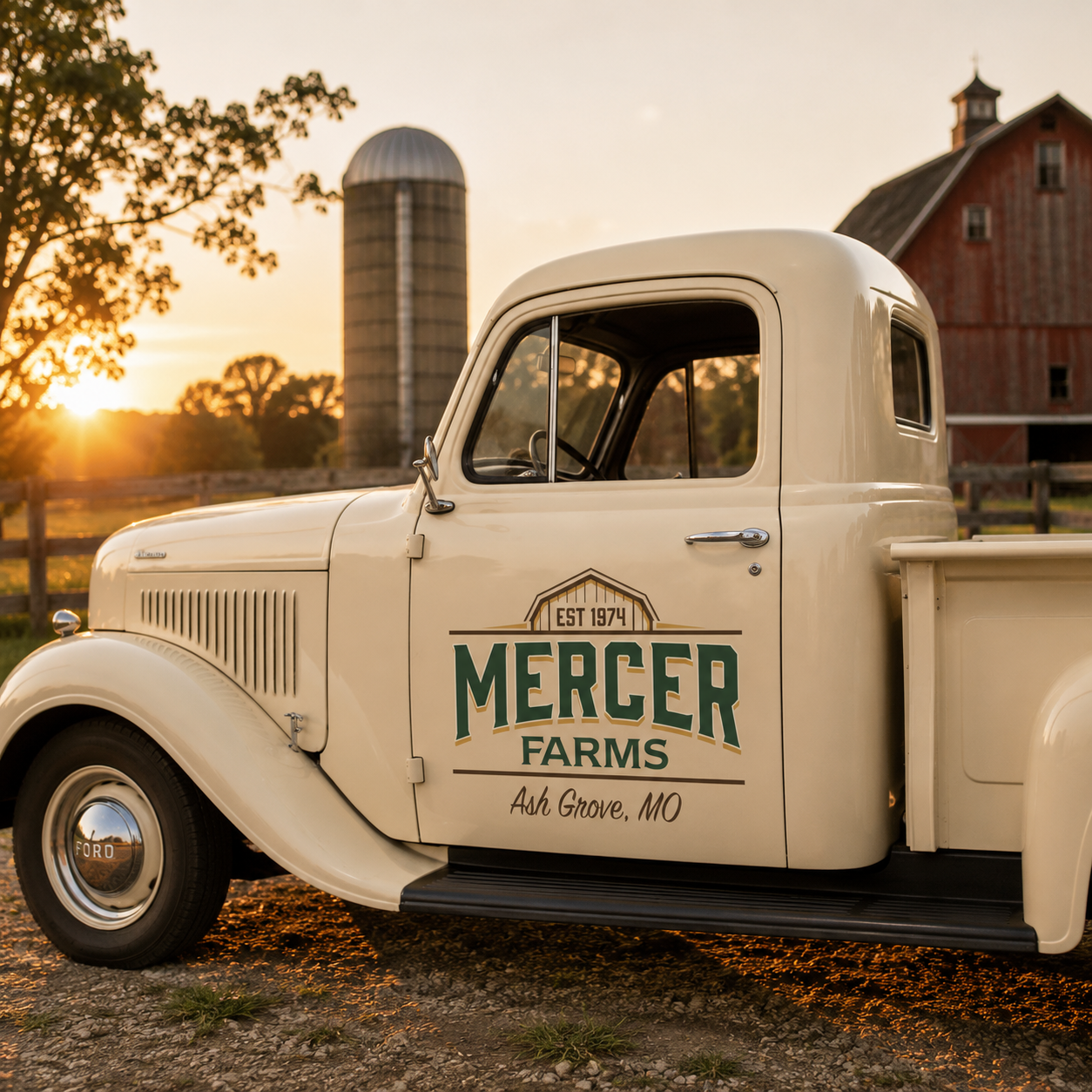 Personalized Barn and Text Decal for Truck Door with Vintage Agricultural Design sticker 14469 - Image 3