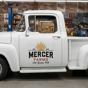 Personalized Wheat and Text Decal for Truck Door with Vintage Agricultural Design sticker 14470