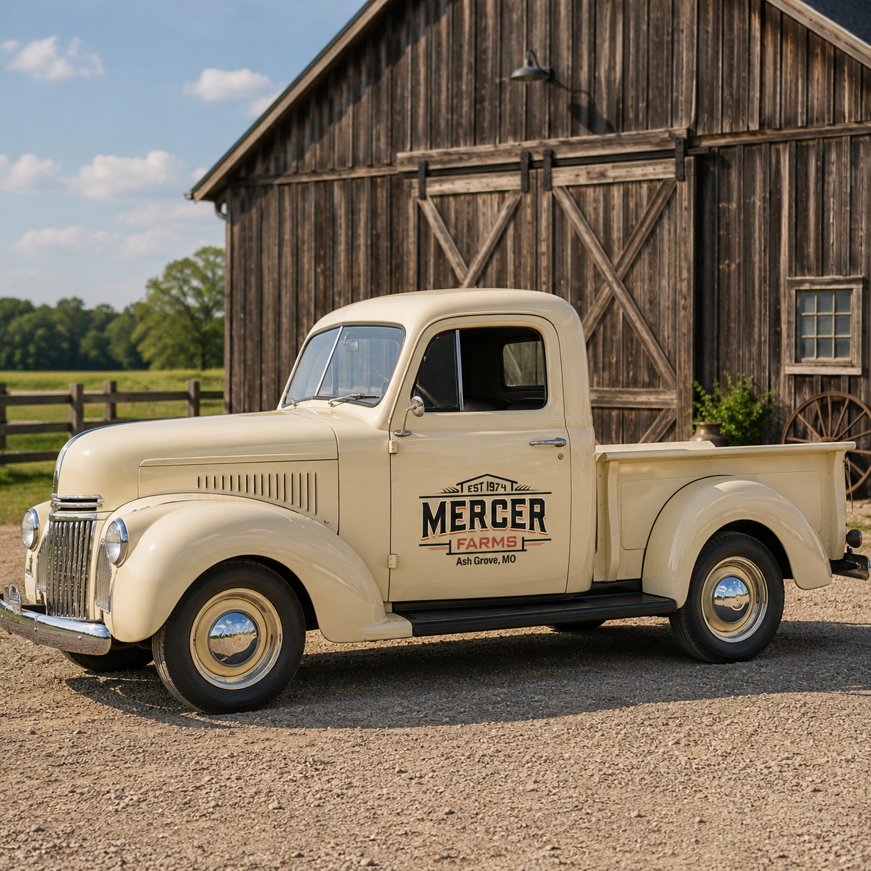 Personalized Roofline and Text Decal for Truck Door with Vintage Automotive Design sticker 14471 - Image 2
