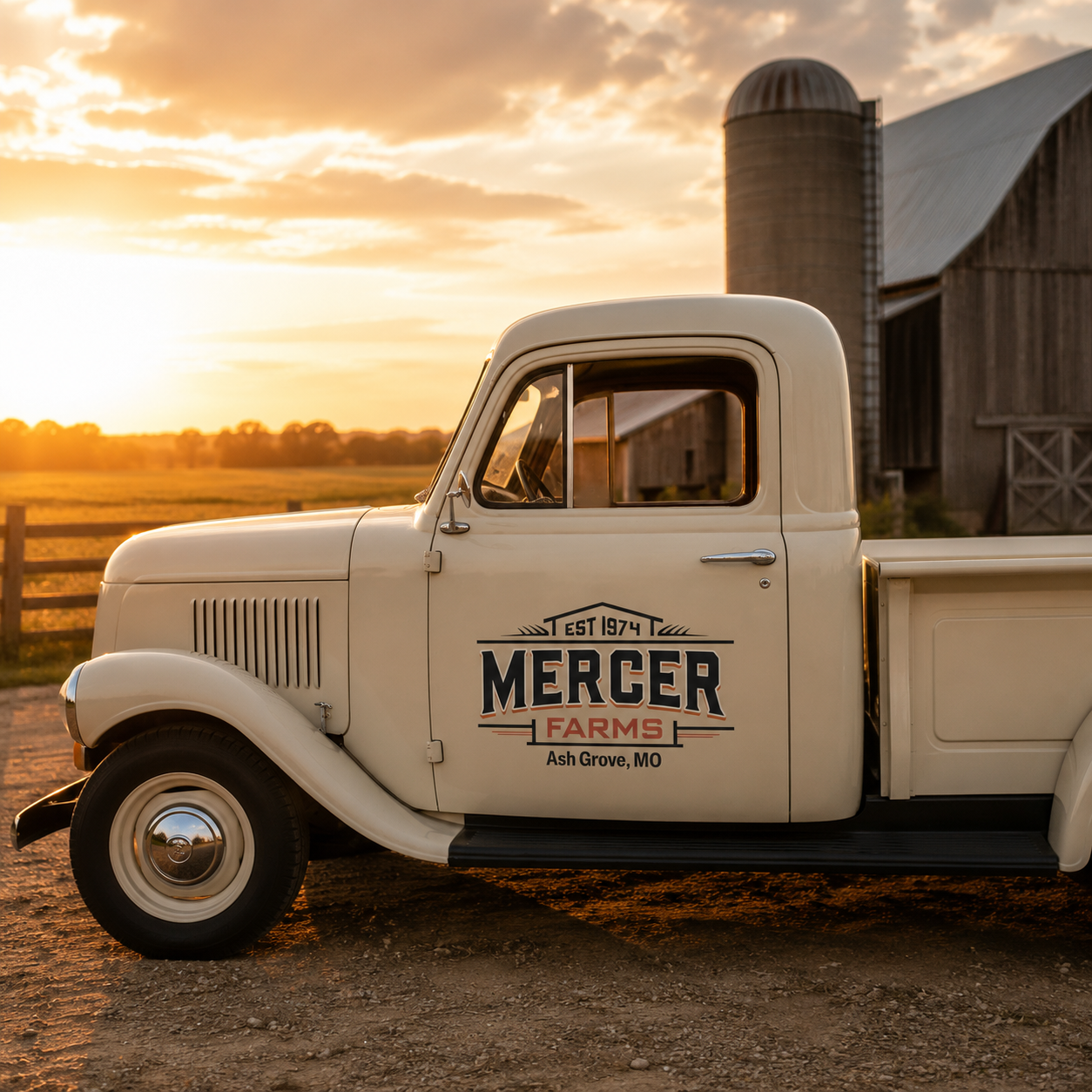 Personalized Roofline and Text Decal for Truck Door with Vintage Automotive Design sticker 14471 - Image 3