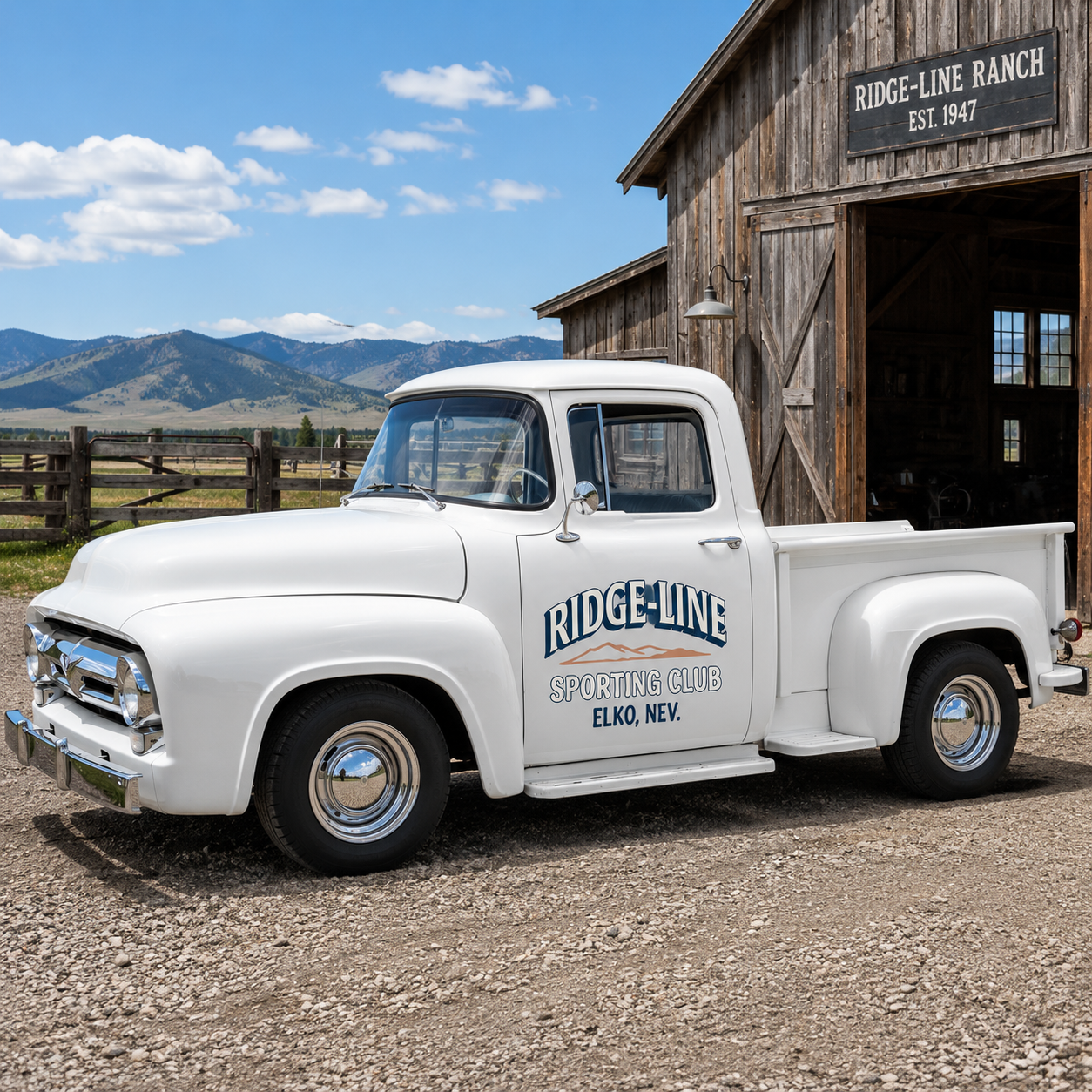 Personalized Mountain Silhouette and Bold Text Decal for Truck Door with Vintage Automotive Design sticker 14472 - Image 2