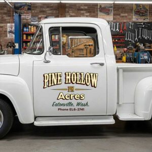 Personalized Vintage Text and Bold Lettering Decal for Truck Door with Vintage Automotive Design sticker 14473
