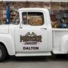 Personalized Checkered Flag and Bold Lettering Decal for Truck Door with Vintage Automotive Design sticker 14479