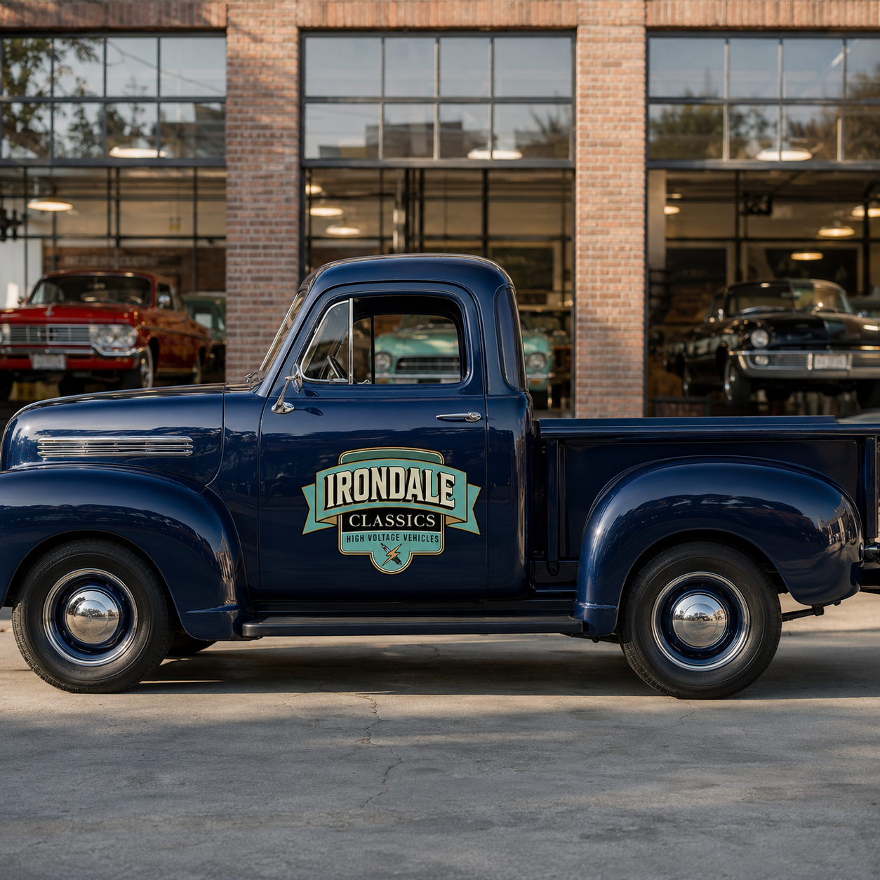 Personalized Lightning Bolt and Banner Decal for Truck Door with Vintage Automotive Design sticker 14513 - Image 2