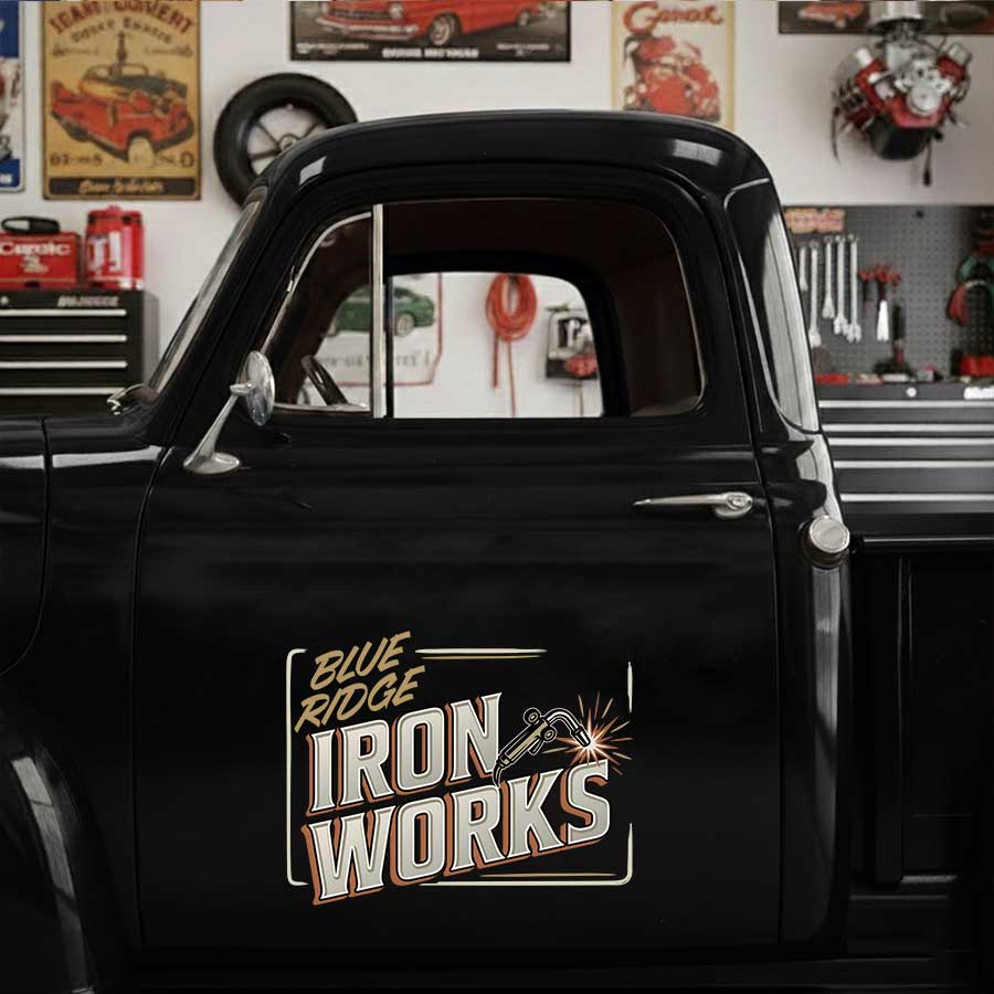 Personalized Wrench and Sparks Decal for Truck Door with Vintage Automotive Design sticker 14515