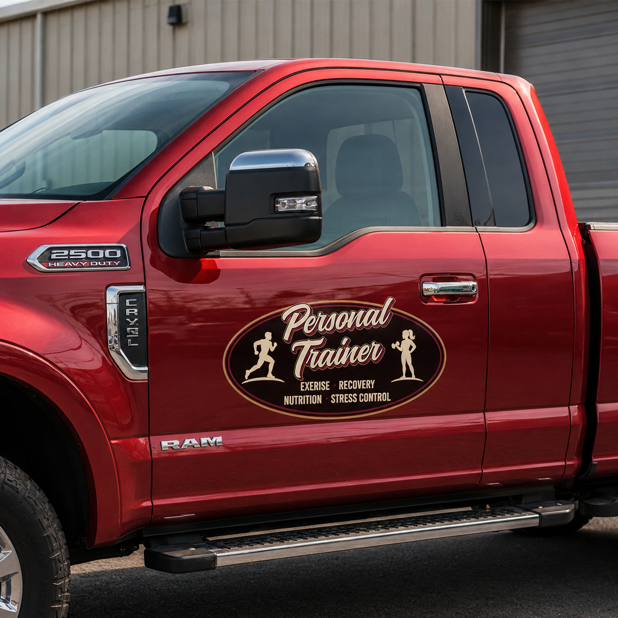 Personalized Runner Silhouette and Weightlifting Silhouette Decal for Truck Door with Vintage Automotive Design sticker 14524 - Image 3