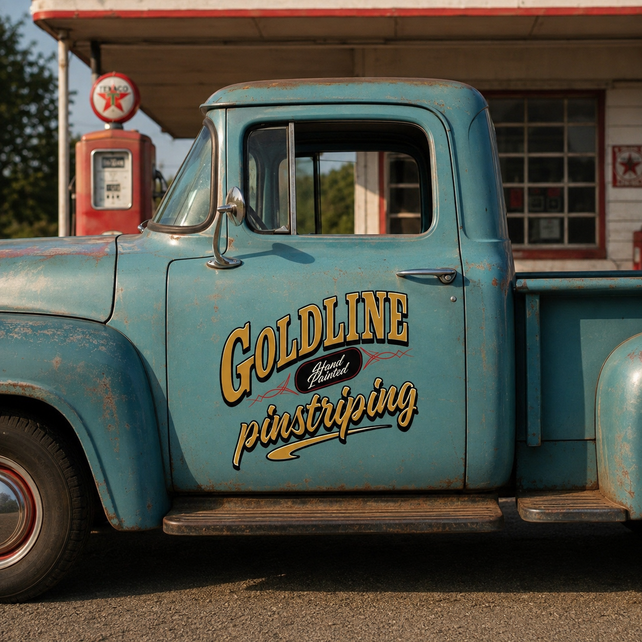 Personalized Pinstriping and Stylized Text Decal for Truck Door with Vintage Automotive Design sticker 14528 - Image 3