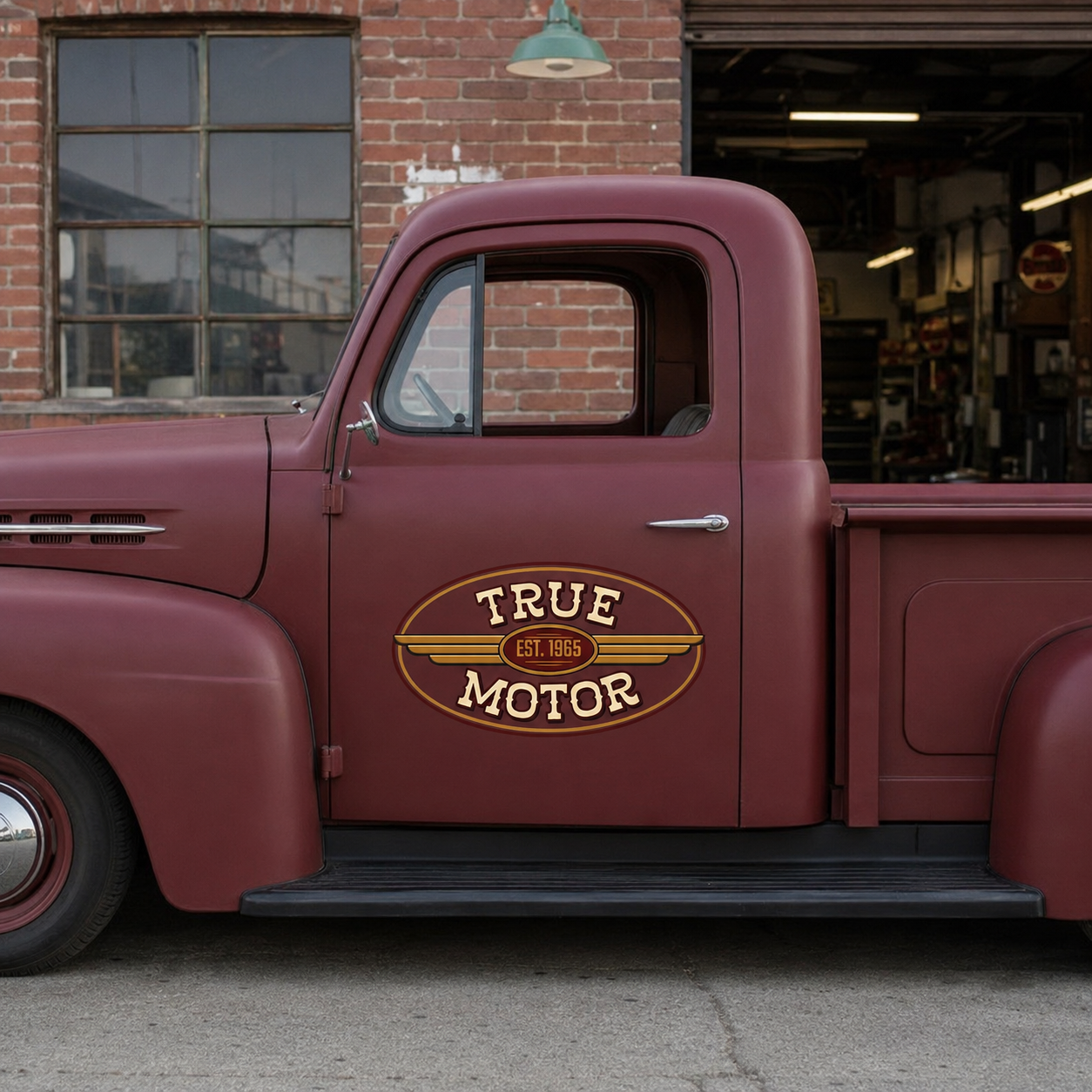 Personalized Wing and Text Decal for Truck Door with Vintage Automotive Design sticker 14530 - Image 2
