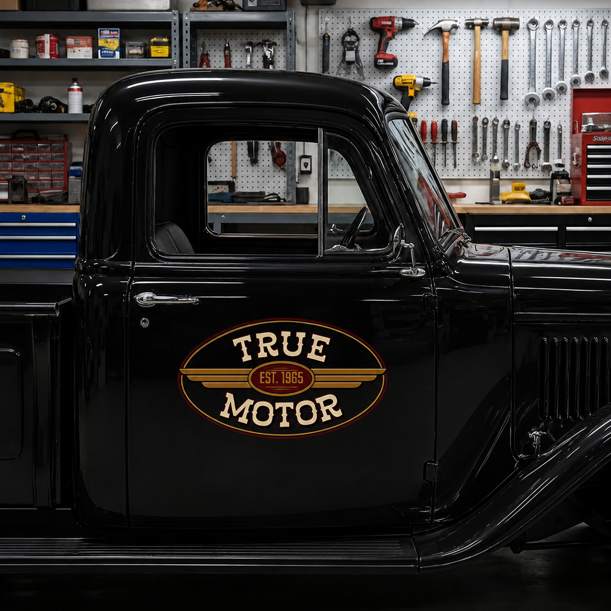 Personalized Wing and Text Decal for Truck Door with Vintage Automotive Design sticker 14530 - Image 3