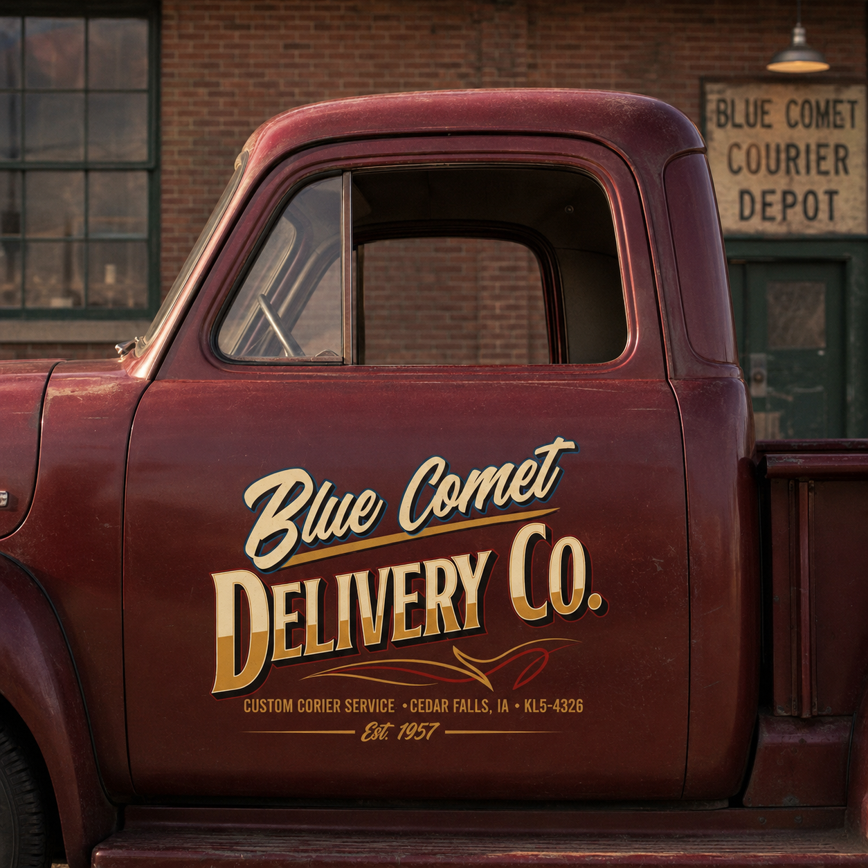 Personalized Stylized Text and Vintage Delivery Theme Decal for Truck Door with Vintage Automotive Design sticker 14535 - Image 2