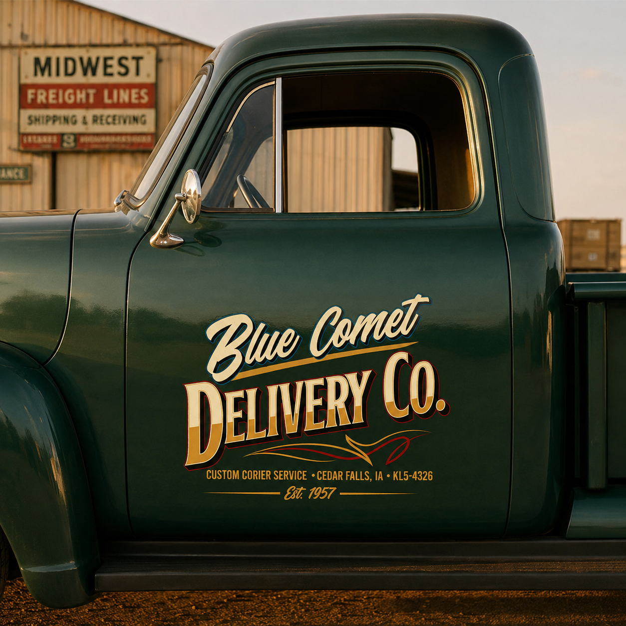 Personalized Stylized Text and Vintage Delivery Theme Decal for Truck Door with Vintage Automotive Design sticker 14535 - Image 4