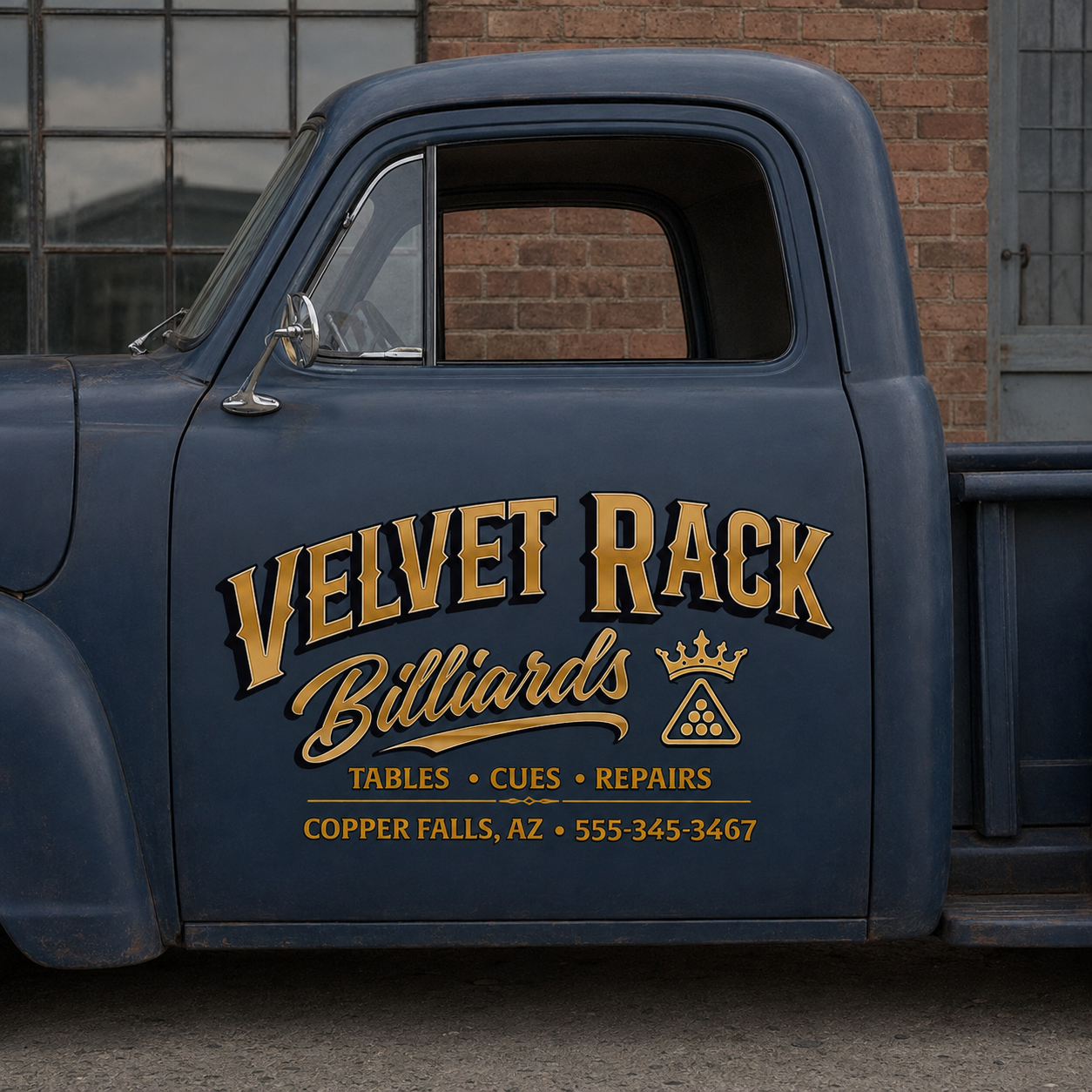 Personalized Crown and Billiard Balls Decal for Truck Door with Vintage Automotive Design sticker 14540 - Image 3