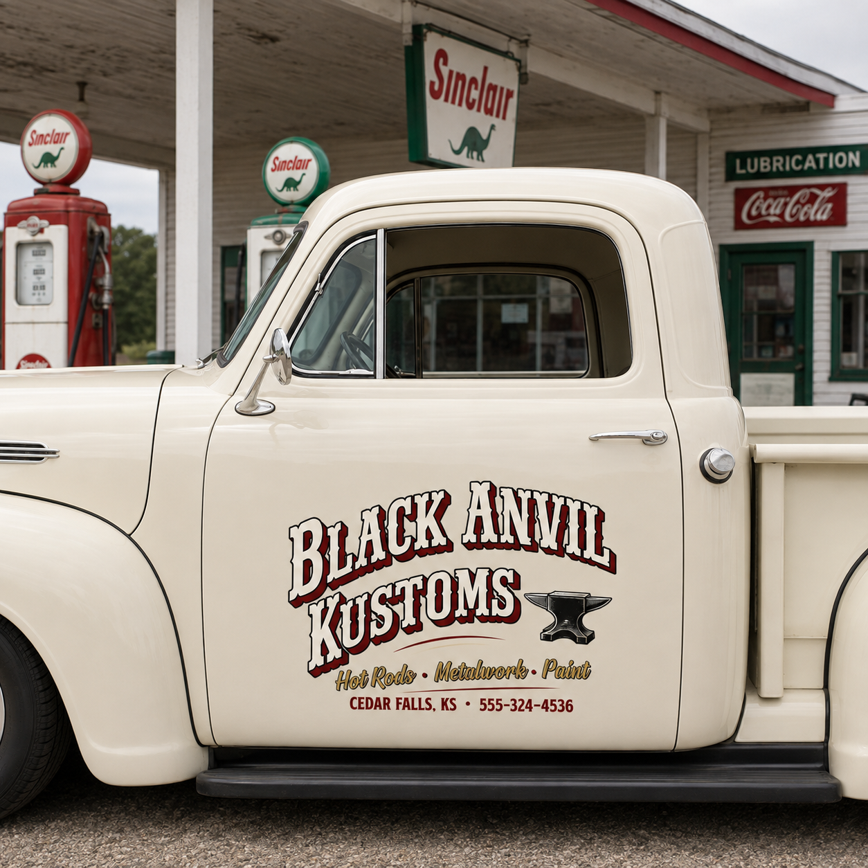 Personalized Anvil and Bold Lettering Decal for Truck Door with Vintage Automotive Design sticker 14547 - Image 3