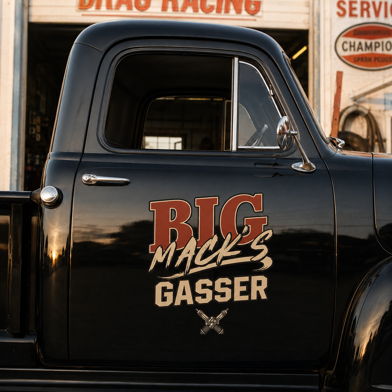 Personalized Spark Plug and Bold Lettering Decal for Truck Door with Vintage Automotive Design sticker 14550 - Image 2