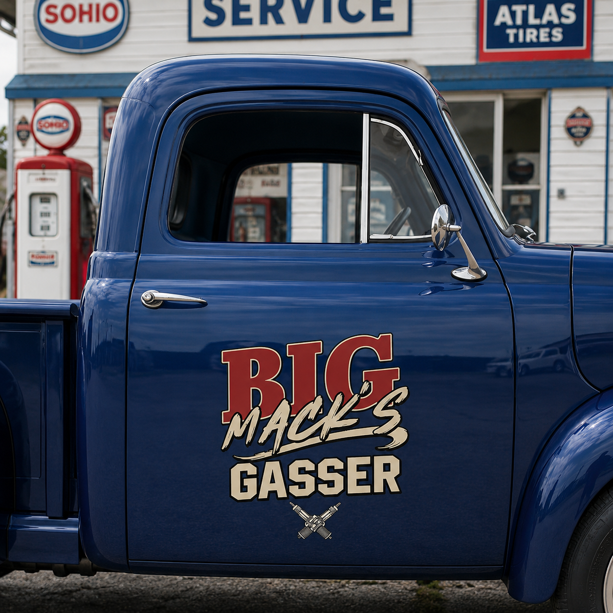 Personalized Spark Plug and Bold Lettering Decal for Truck Door with Vintage Automotive Design sticker 14550 - Image 3