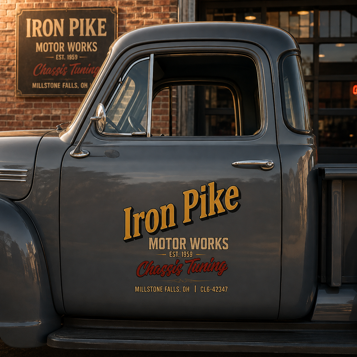 Personalized Text and Vintage Styling Decal for Truck Door with Vintage Automotive Design sticker 14557 - Image 2