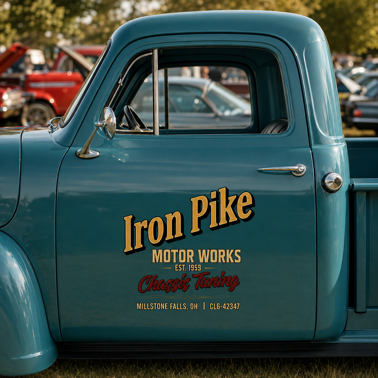 Personalized Text and Vintage Styling Decal for Truck Door with Vintage Automotive Design sticker 14557 - Image 3