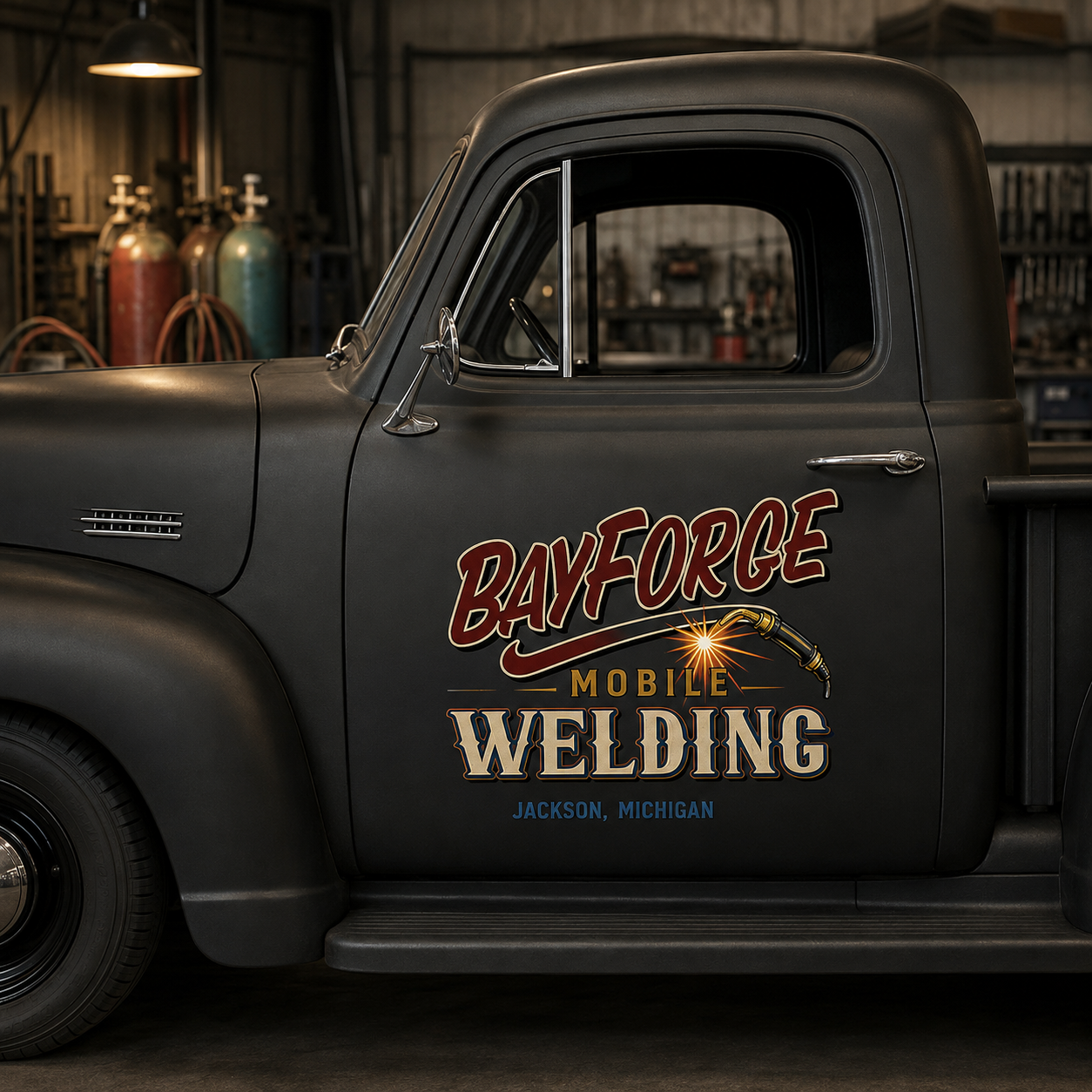 Personalized Welding Torch and Sparks Decal for Truck Door with Vintage Automotive Design sticker 14570 - Image 2