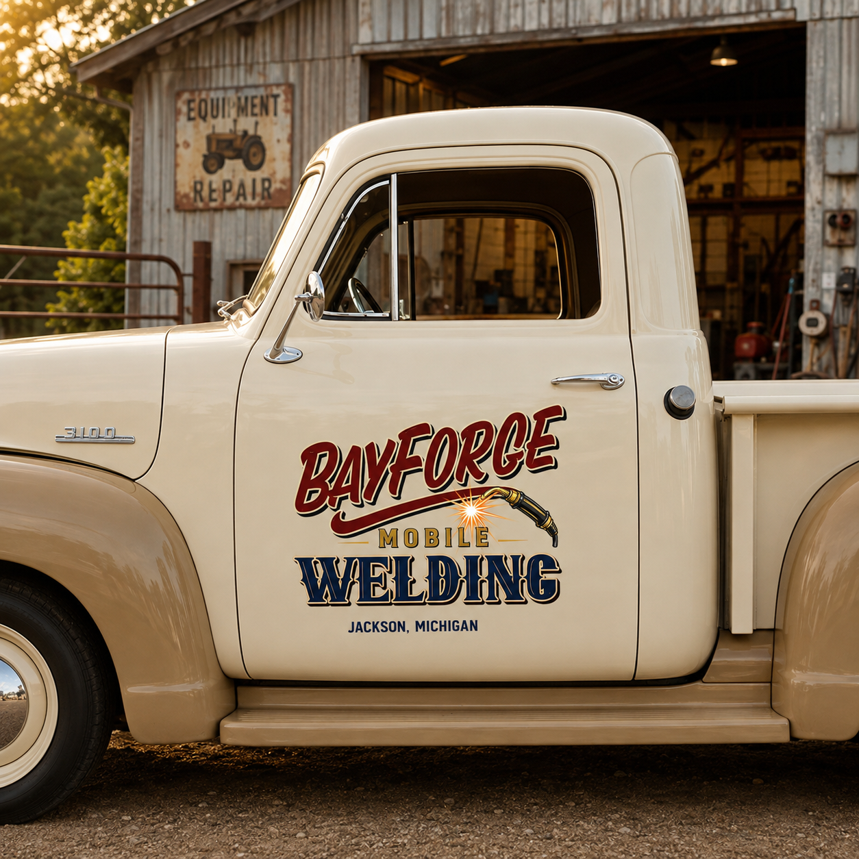 Personalized Welding Torch and Sparks Decal for Truck Door with Vintage Automotive Design sticker 14570 - Image 3