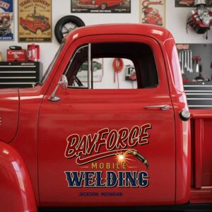 Personalized Welding Torch and Sparks Decal for Truck Door with Vintage Automotive Design sticker 14570