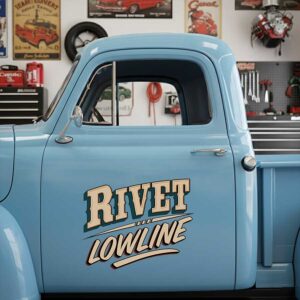 Personalized Vintage Lettering Decal for Truck Door with Vintage Automotive Design sticker 14581