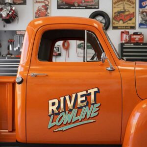 Personalized Stylized Text Decal for Truck Door with Vintage Automotive Design sticker 14582