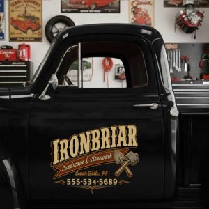 Personalized Shovel and Pickaxe Decal for Truck Door with Vintage Automotive Design sticker 14590