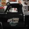 Personalized Crossed Pistons and Bold Lettering Decal for Truck Door with Vintage Automotive Design sticker 14599